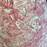 Lampshade in toile de Jouy. Red patterns on vanilla background