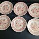 Set of 6 pink and orange HB Quimpert dessert plates