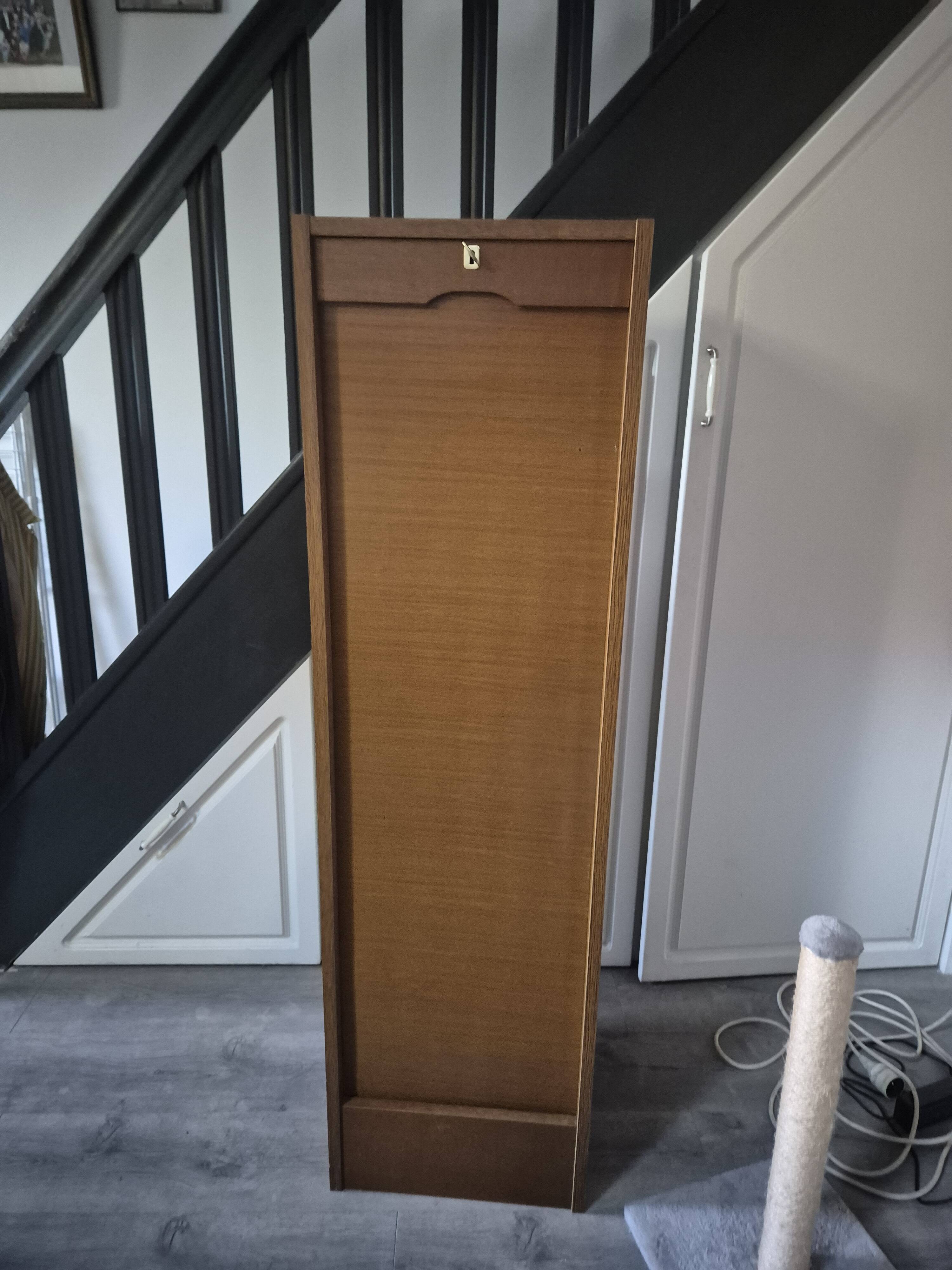 meuble rangement classeur bureau a rideau vintage marron