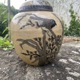 Enameled brass lidded pot