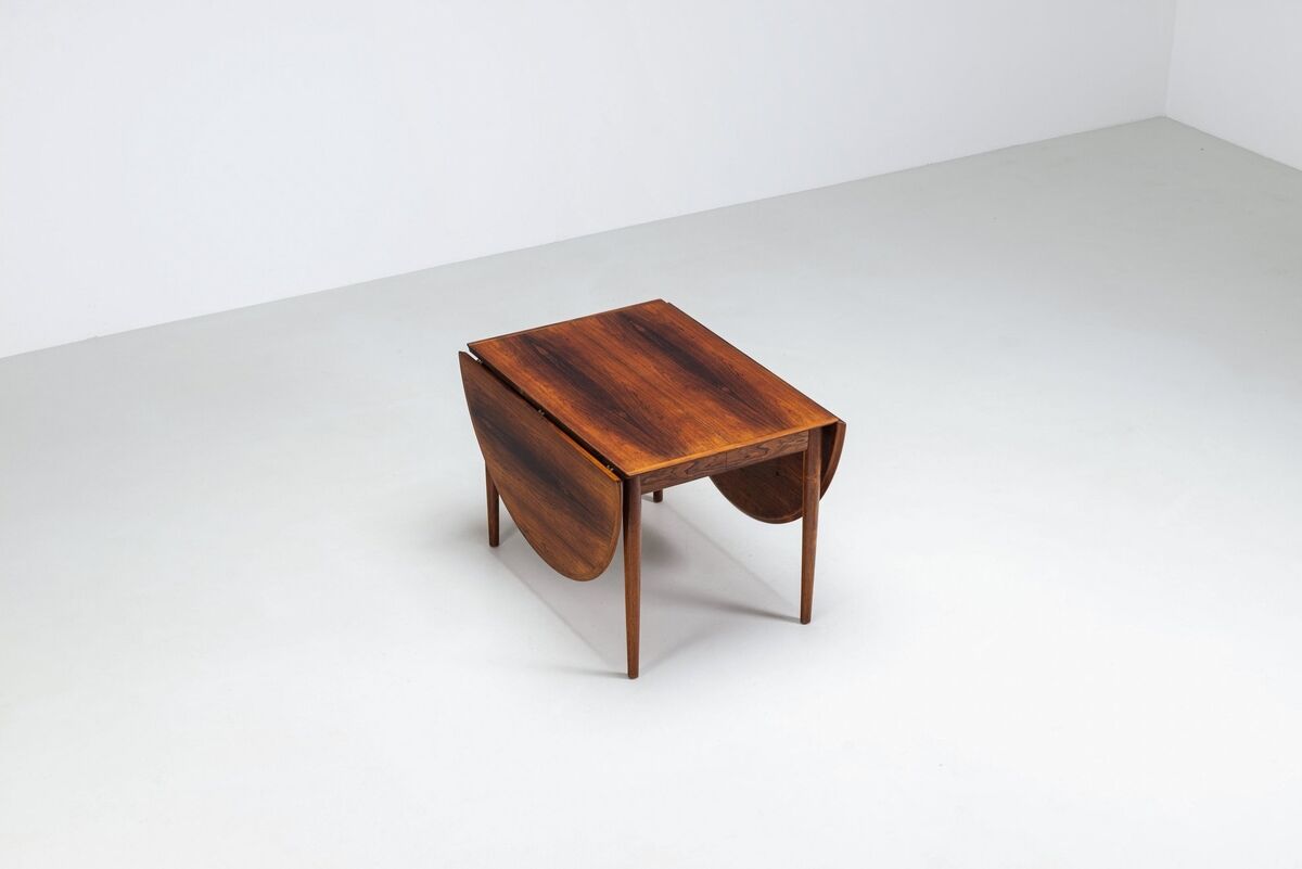 Table à manger à rabat modèle 227 d'Arne Vodder en palissandre Sibast 1960