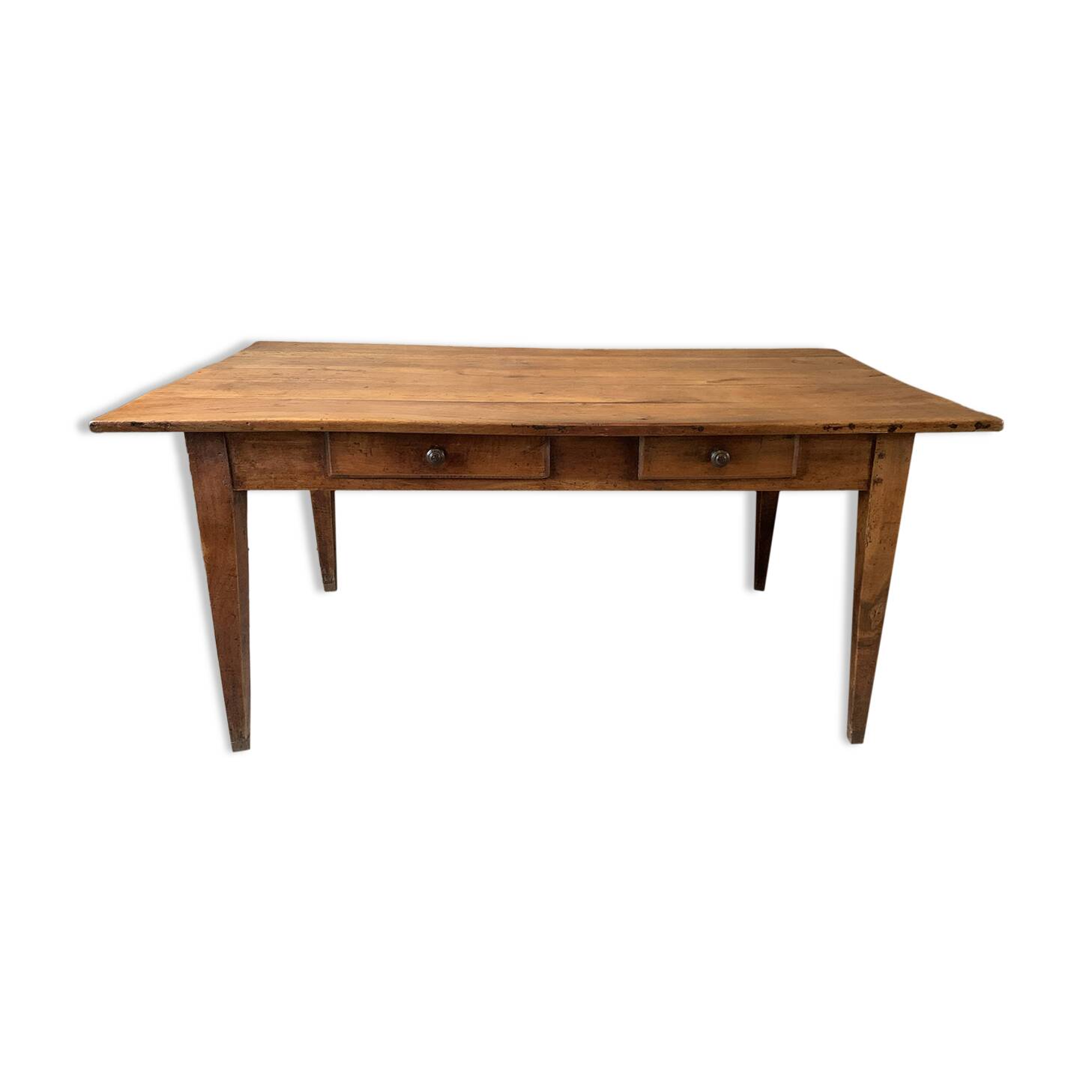 Large vintage farmhouse table from the 50s in solid wood (oak)