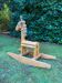 Vintage leather and pinewood rocking horse, giraffe, ca. 1970s