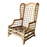 Large rattan wing chair