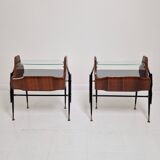 Ico Parisi Style Bedside Tables or Nightstands, Italy 1950's