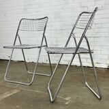 Set of two chrome-colored folding chairs by Niels Gammelgaard for Ikea