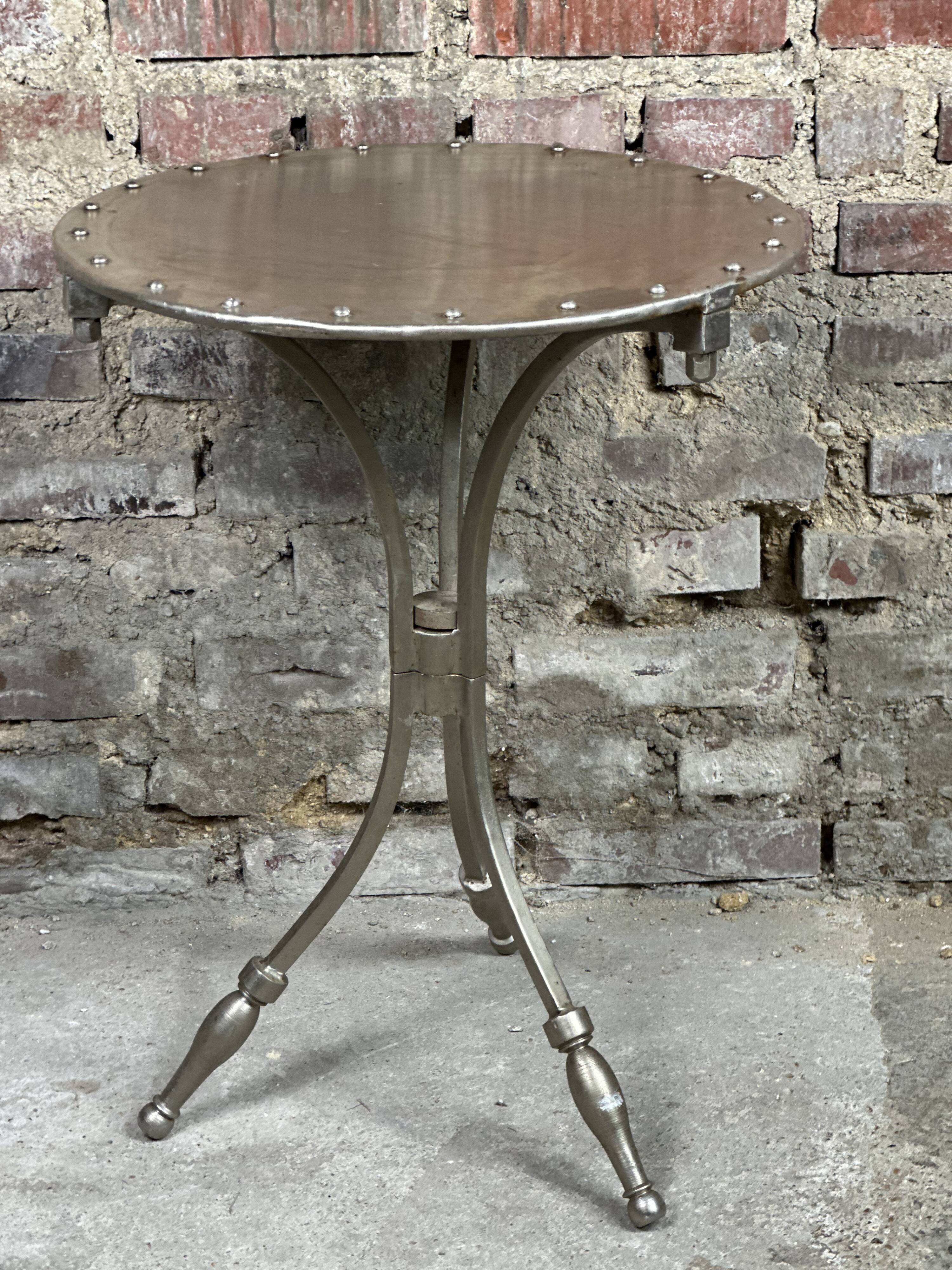 Side table industrial style riveted steel 1980