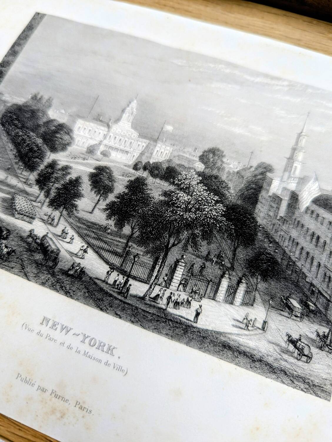 New York, USA, vintage engraving, printed in 1841.