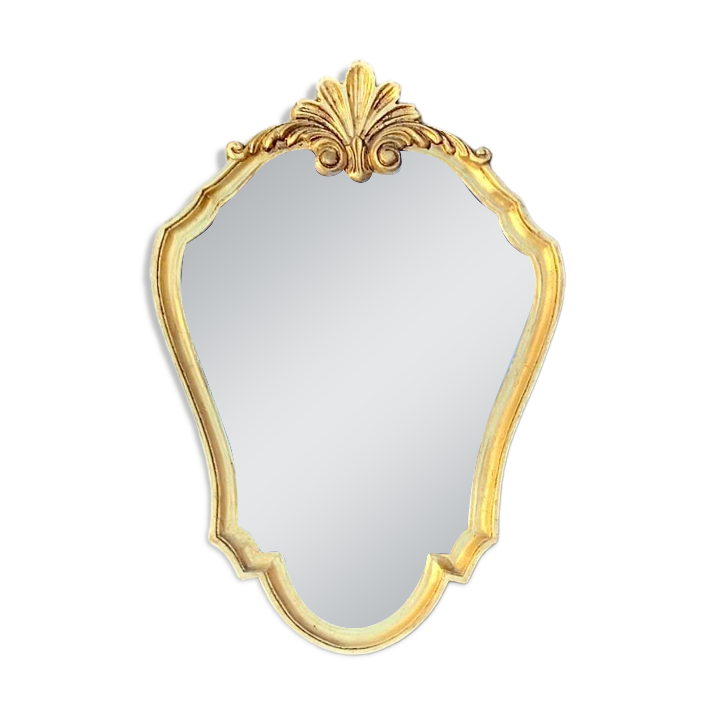Vintage wall mirror with golden resin shell