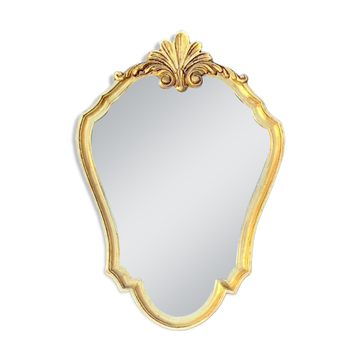 Vintage wall mirror with golden resin shell