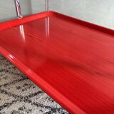 Red serving trolley, mid century tea trolley, rolling table, retro kitchen, bar cart