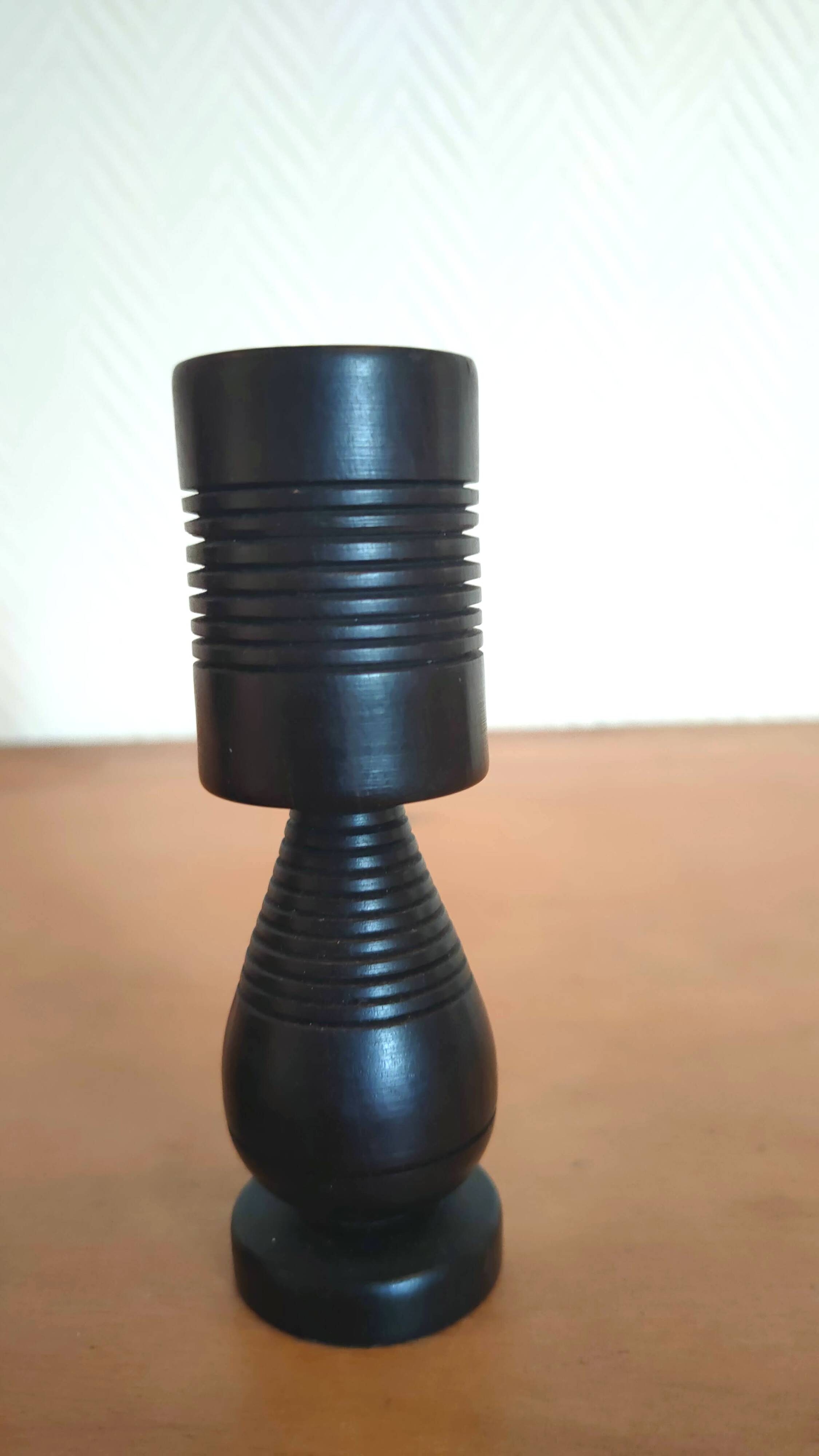 Pair of wooden candle holders design 60s 70s