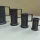 Set of 6 Fleur de Lys pewter measuring pots