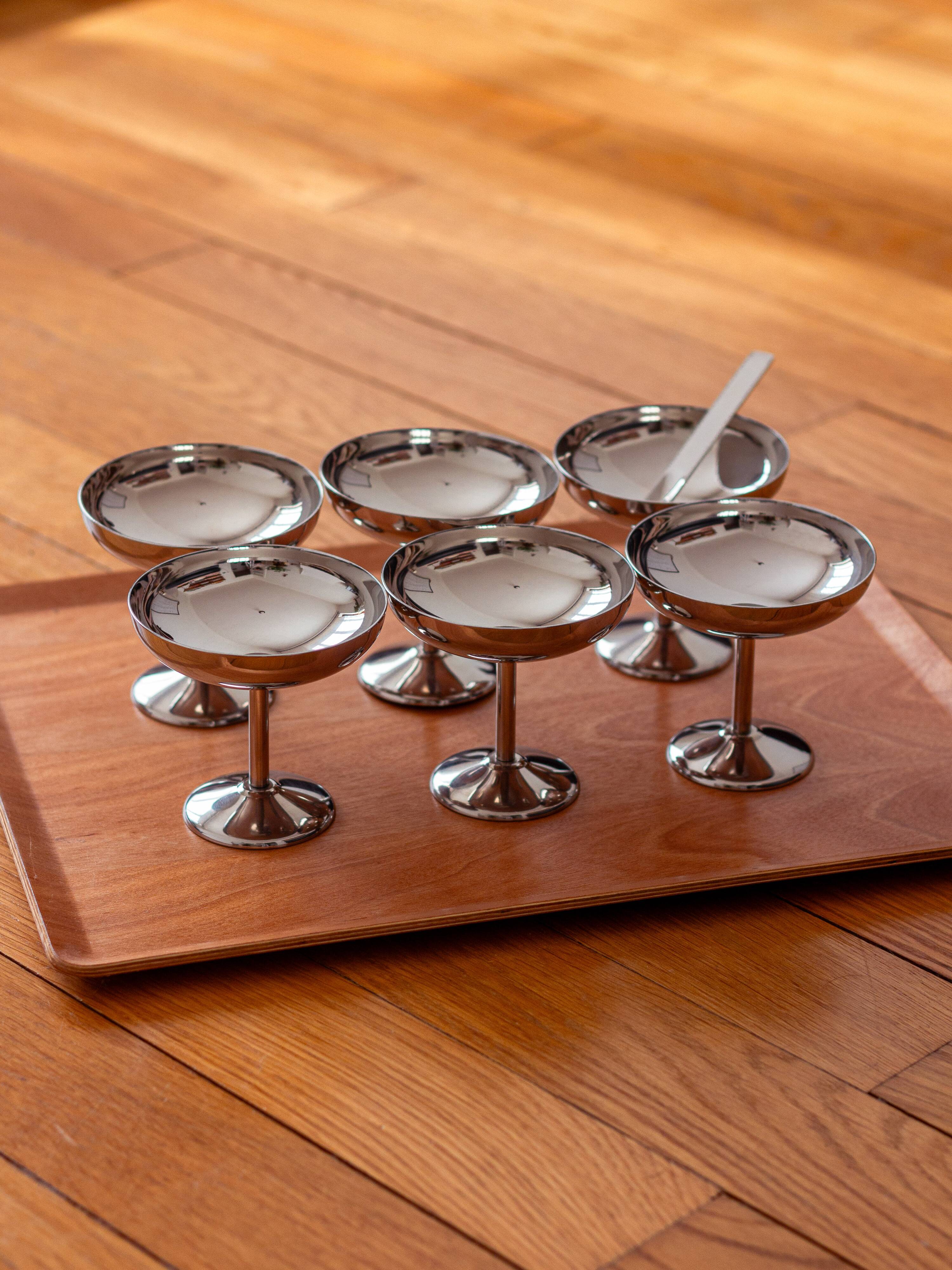Set of six minimalist ice cream cups, Italy, 1970s