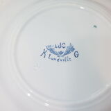 Set of 5 flat plates in Luneville earthenware model Luc, iron earth
