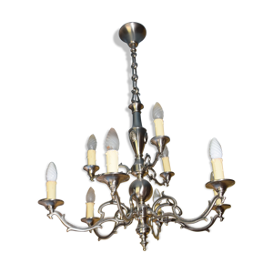 Lustre à 2 étages bronze argenté