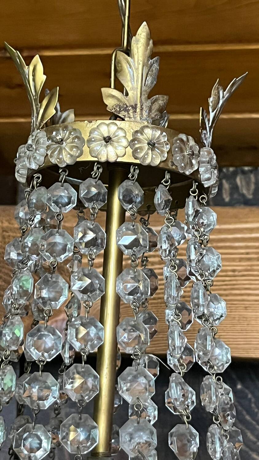 Old brass hot air balloon chandelier with pendants