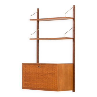 Poul Cadovius teak shelving wall unit with a bureau, Cado 1960s
