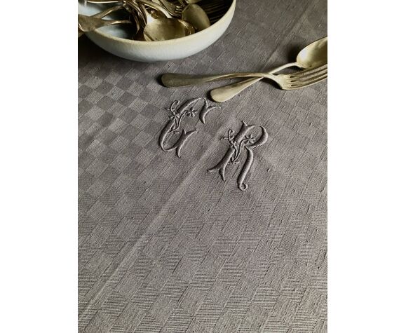 Old tablecloth tinted in zinc gray