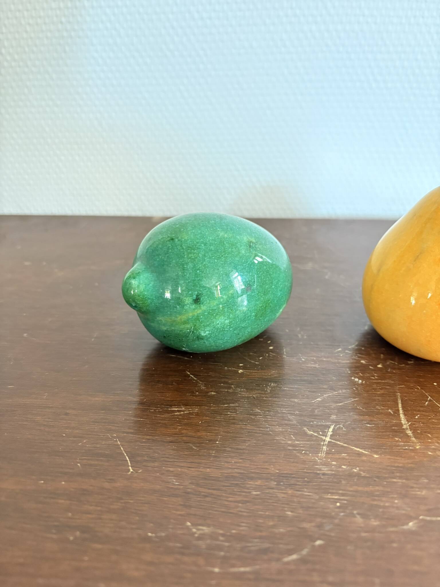 Vintage Italian Polished Alabaster Pear Lemon Fruit