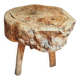 Brutalist stool in solid cherry wood – France circa 1900