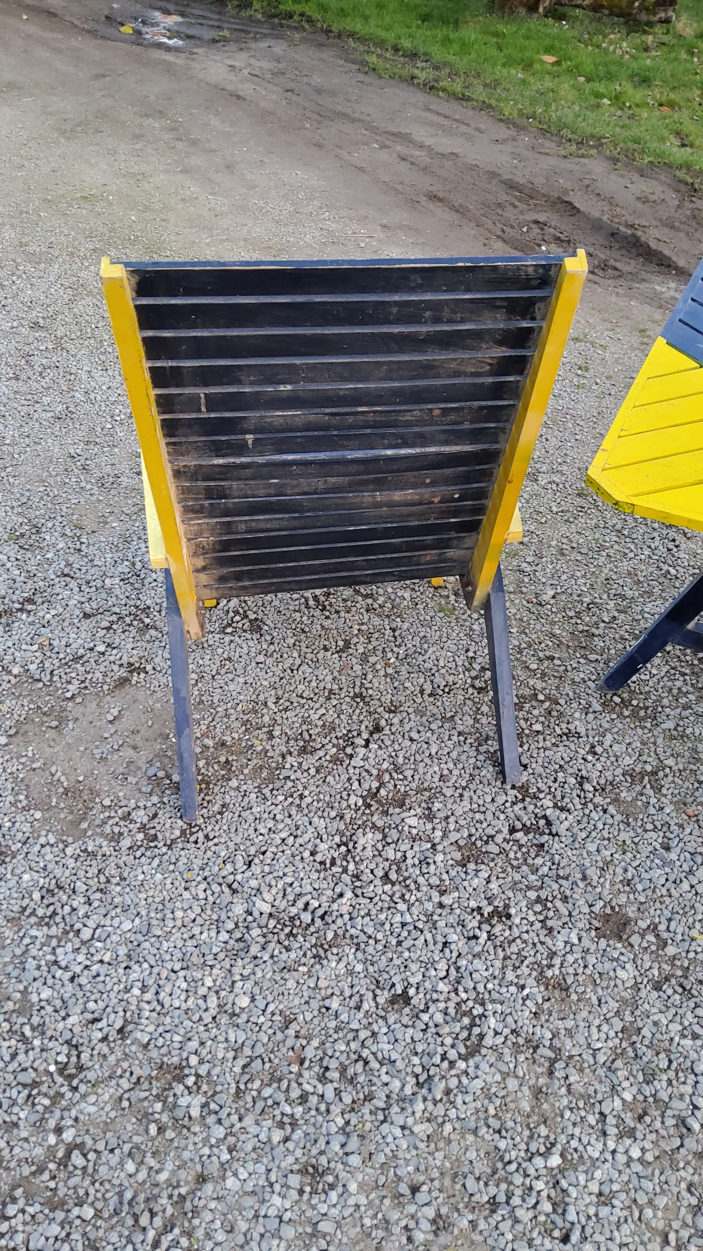 Garden furniture of the 50s coffee table + 2 armchairs compass legs