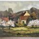Le printemps au hameau, huile sur toile signé