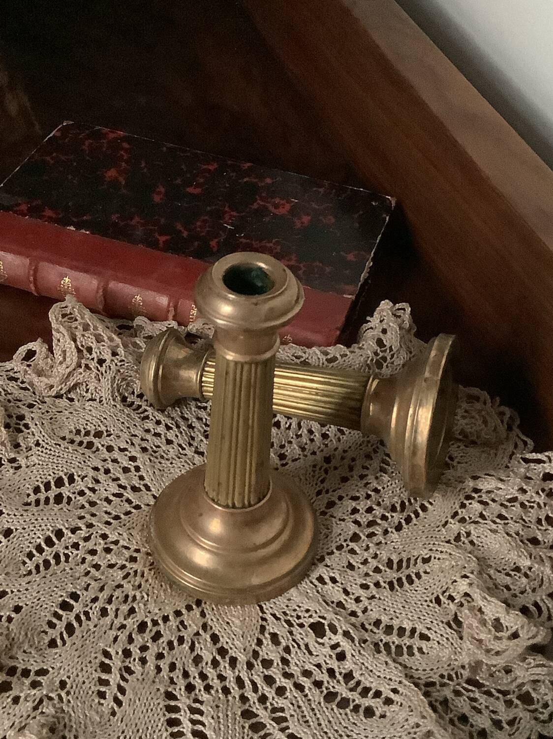 Duo of brass candlesticks