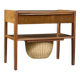 Vintage Mid-Century Danish Modern Teak Thread Side Table with Wicker Basket