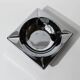 Vintage chrome ashtray from the 1980s, large square, brutalist design.