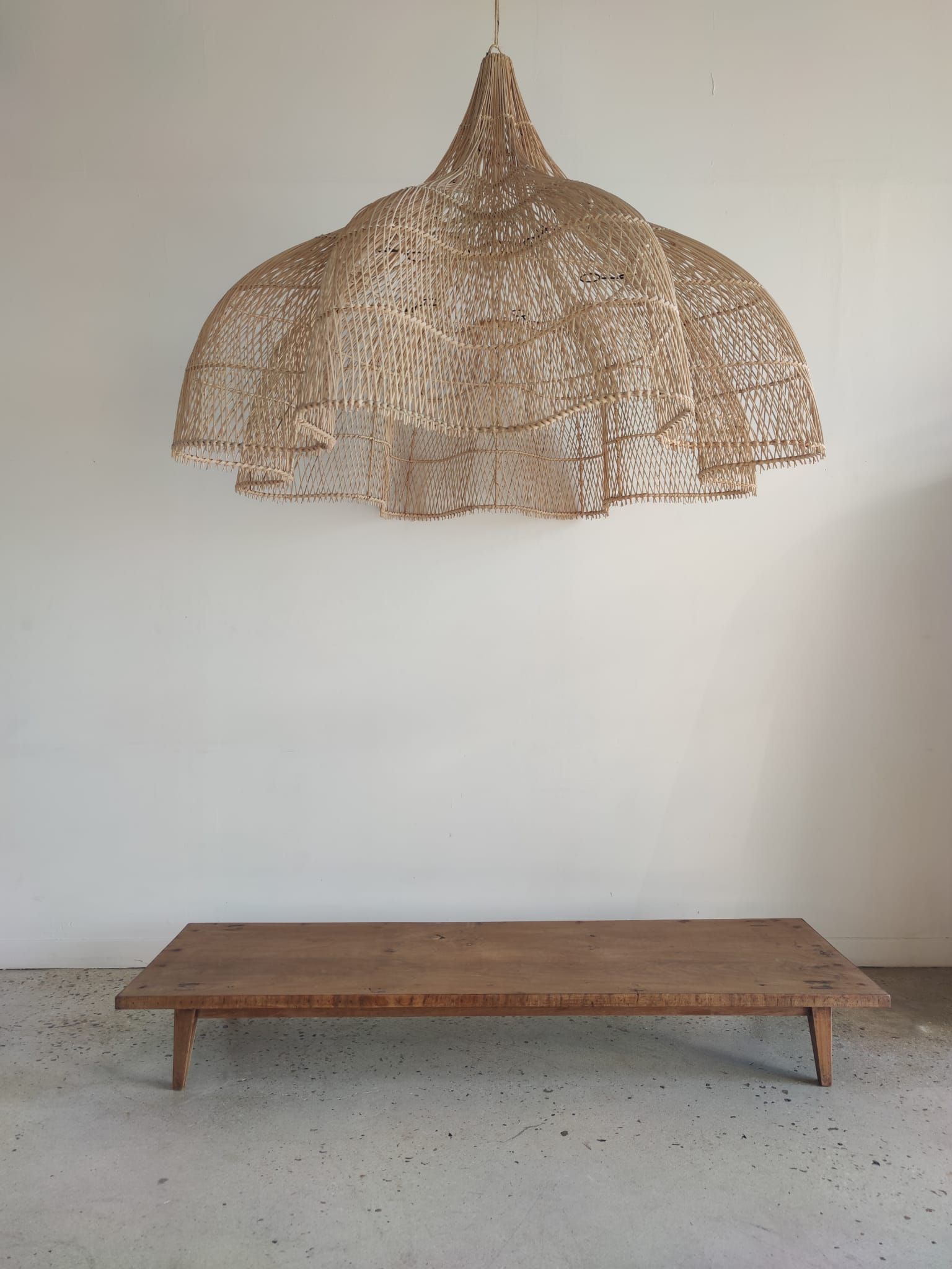 Huge rattan suspension in the shape of a corolla H:1m; D: 1m50