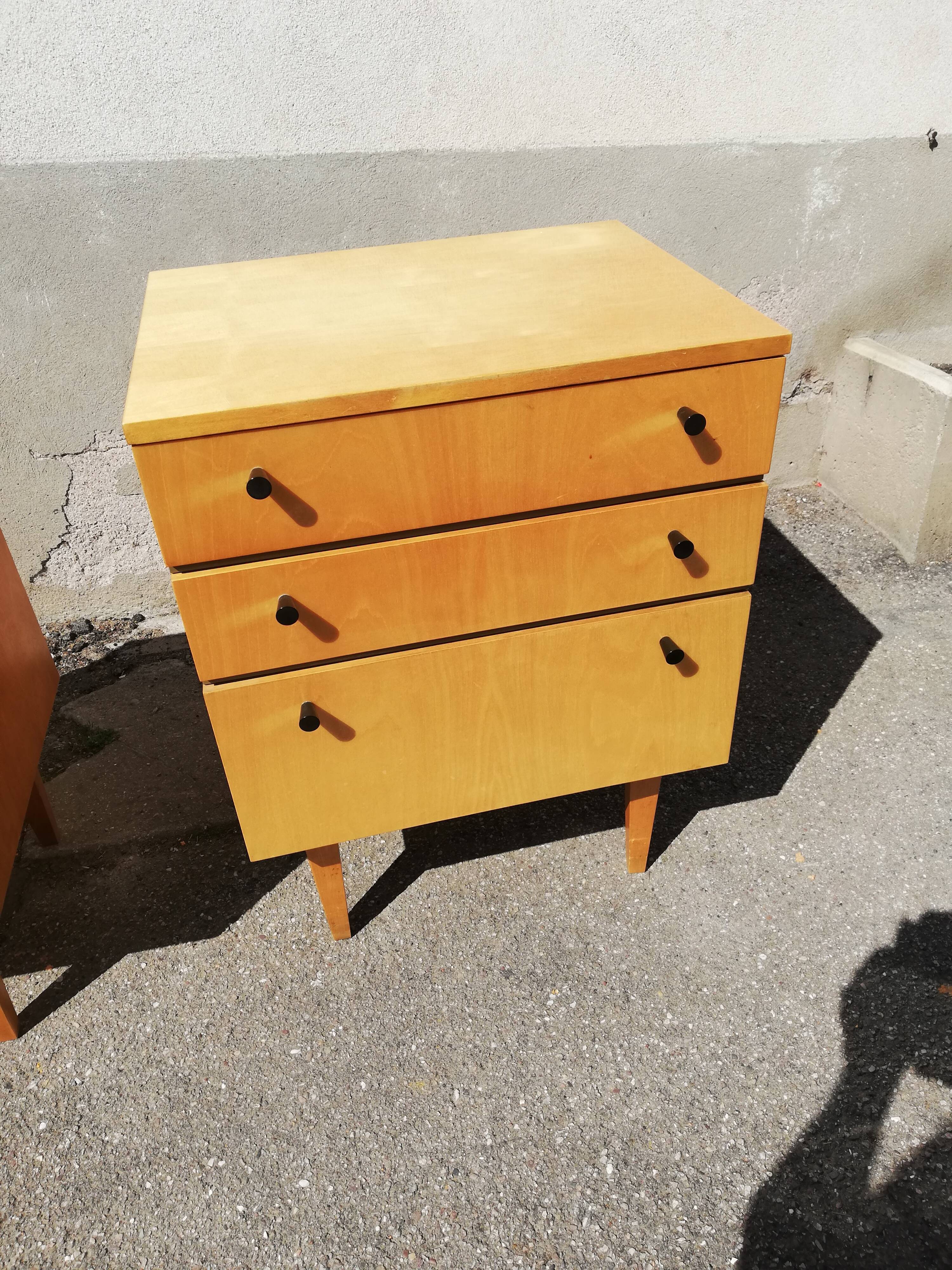 Paire de chevets vintage bois clair
