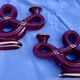 Double Candle Holder Vallauris Vintage Red Burgundy Ceramic Massier Style