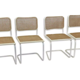 Suite de 4 chaises modèle Cesca b32 en blanc par Marcel Breuer 1987