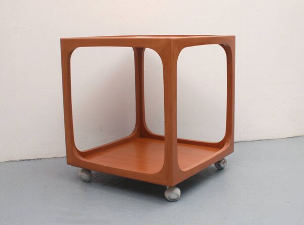 Table d'appoint cube des années 1960 en merisier, Wilhelm Renz