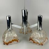 60s 70s Lamp Chrome Chandelier Chandelier Mazzega Murano Glass Design