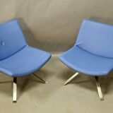 Paire De Fauteuils Design Kesterport Skai Bleu