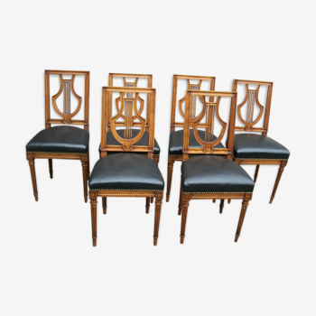 Series of 6 chairs back Lyres