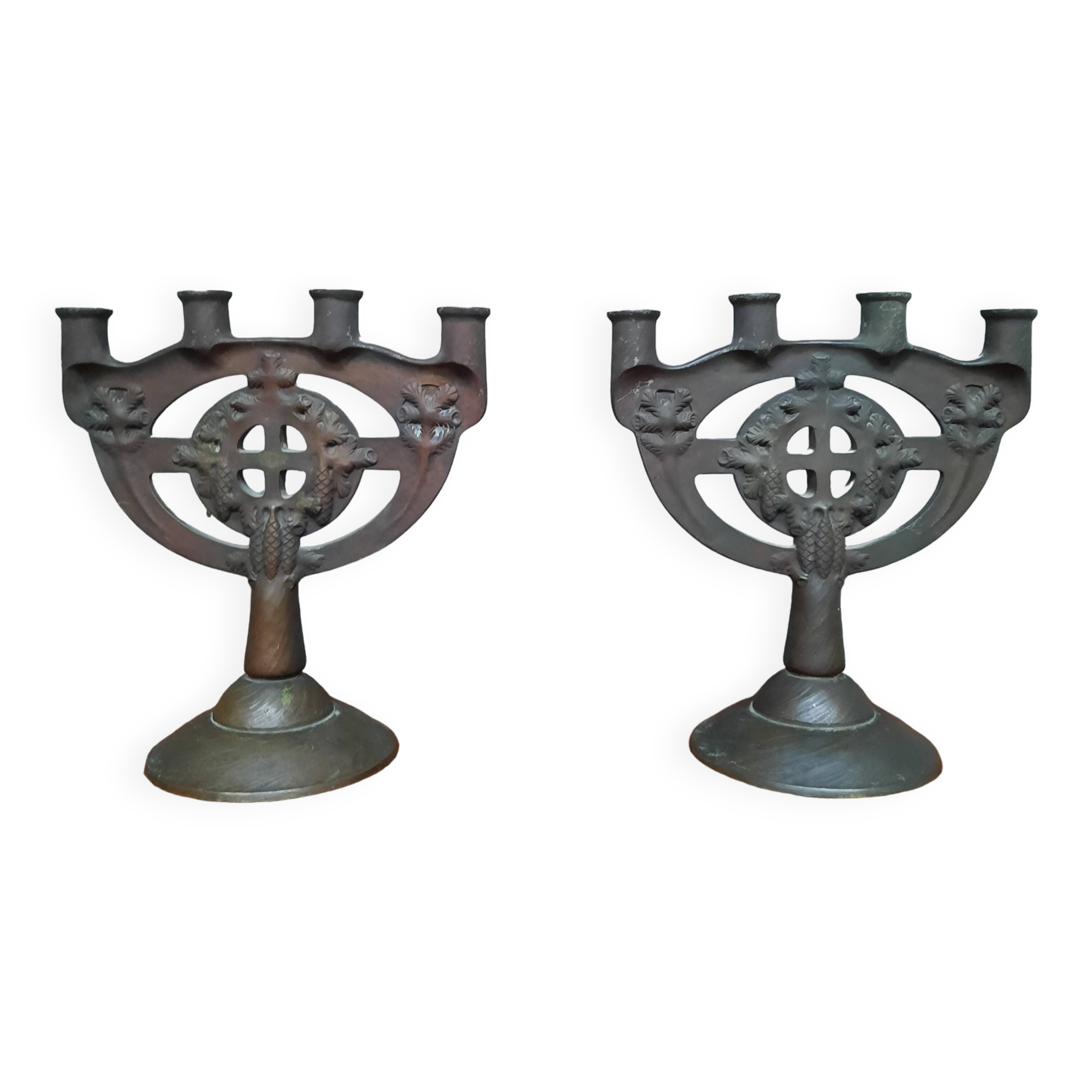 Pair of bronze candlesticks