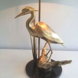 Brass lamp depicting a heron