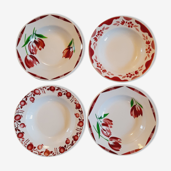 Set 4 assiettes creuses roses