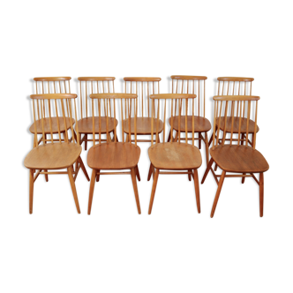 Series of 9 scandinavian chairs