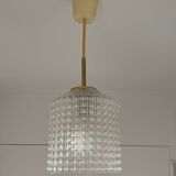 Vintage pendant light in chiseled glass from the 70s