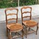 2 chaises bois massif chêne sculpté et paille Louis XV
