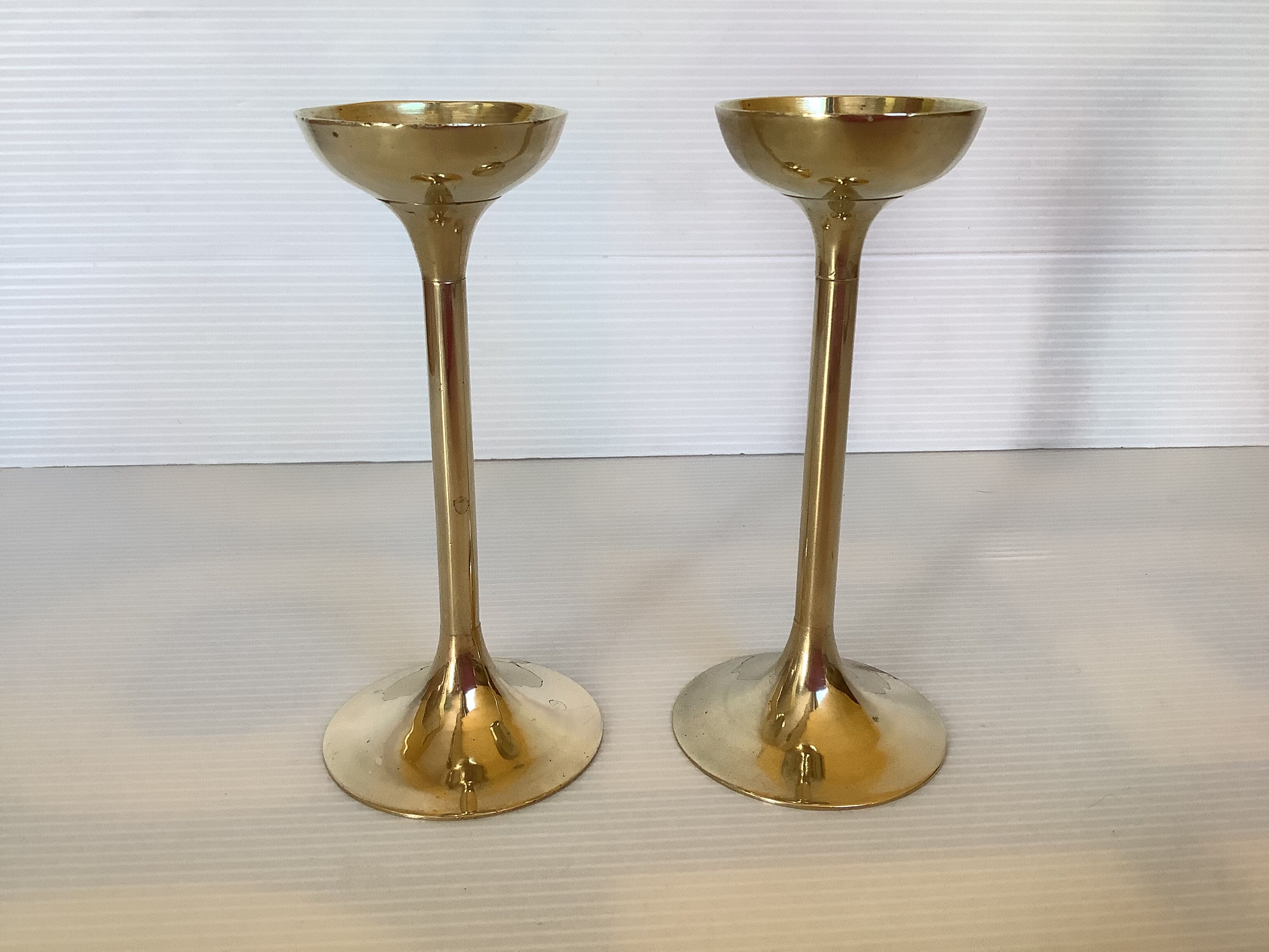 Pair of vintage brass candle holders