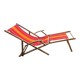 Vintage deck chair with red and orange striped fabric, original patina.