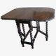Antique farmhouse patinated extendable table in oak with carved edge, 1900