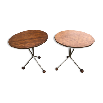 2 tables pedestal table " albert larsson" tibro circa 1960 signed