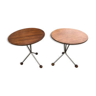 2 tables guéridon " albert larsson" tibro vers 1960 signées