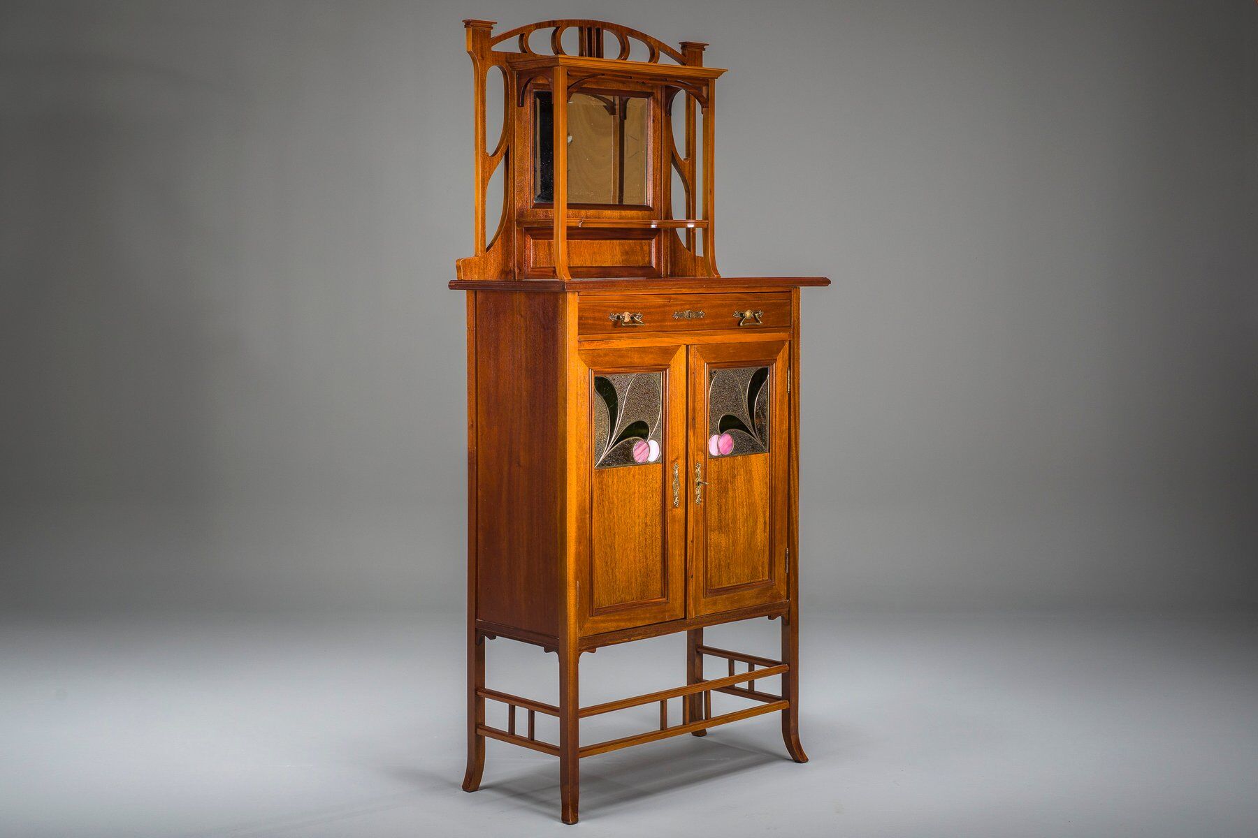 Art Nouveau cabinet with mirror, 1890s